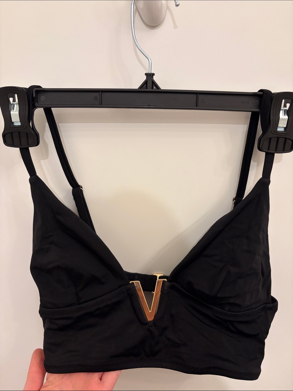 Victoria's Secret Black Bikini Top with Gold V Accent